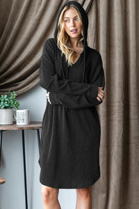 Heimish Ribbed Long Sleeve Hooded Dress