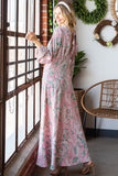 First Love Paisley Print Tie-Back Long Sleeve Maxi Dress