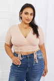 Capella Back To Simple Full Size Ribbed Front Scrunched Top in Blush