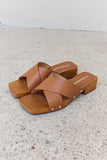 Weeboo Step Into Summer Criss Cross Wooden Clog Mule in Brown