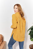 HEYSON Full Size Oversized Corduroy  Button-Down Tunic Shirt with Bust Pocket