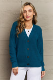 Zenana Kiss Me Tonight Full Size Button Down Cardigan in Teal