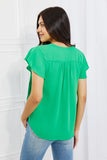 Sew In Love Just For You Full Size Short Ruffled sleeve length Top in Green