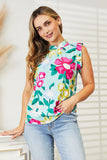 Double Take Floral Print Ruffle Shoulder Blouse