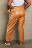 HEYSON Powerful You Full Size Faux Leather Paperbag Waist Pants