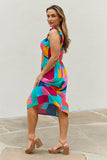 And The Why Multicolored Square Print Summer Dress