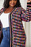 Double Take Full Size Multicolored Open Front Fringe Hem Cardigan