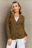 Zenana Kiss Me Tonight Full Size Button Down Cardigan in Olive