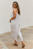 HEYSON Full Size Multi Colored Striped Jumpsuit with Pockets