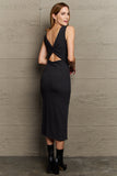 Sew In Love Full Size For The Night Fitted Sleeveless Midi Dress in Black