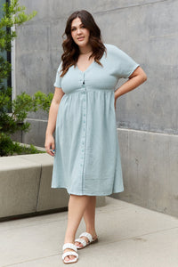 Sweet Lovely By Jen Full Size Button Down Midi Dress