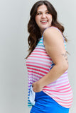 Heimish Love Yourself Full Size Multicolored Striped Sleeveless Round Neck Top