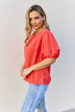 Petal Dew Sweet Innocence Full Size Puff Short Sleeve Top In Tomato