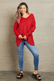 Heimish By The Fire Full Size Draped Detail Knit Sweater