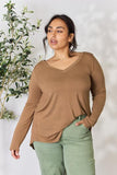 Zenana Full Size Long Sleeve V-Neck Top