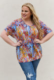 Be Stage Full Size Printed Dolman Flowy Top