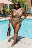 Marina West Swim Full Size Float On Ruffle Faux Wrap One-Piece in Leopard