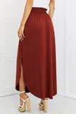 Zenana It's My Time Full Size Side Scoop Scrunch Skirt in Dark Rust