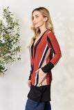 Celeste Full Size Striped Button Up Long Sleeve Cardigan